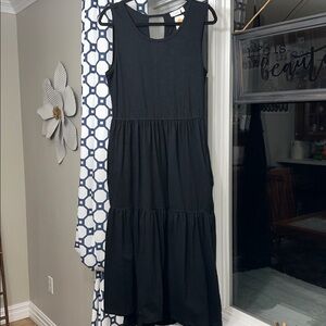 Sz L ⭐️NWT Noa Black Cotton Tiered Keyhole Back Maxi Dress